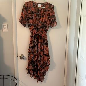 MISA- floral high low midi dress